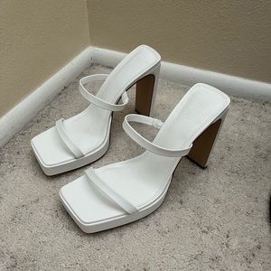 White heeled sandals